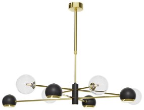 Jupiter 1973 - Luster na tyči MOKA 4xGU10/10W/230V + 4xG9/10W/230V zlatá/čierna/číra