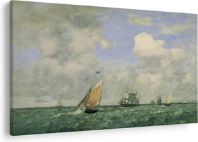Obraz - Eugène Boudin, Ships and Sailing Boats Leaving Le Havre, reprodukcia (90x60 cm)