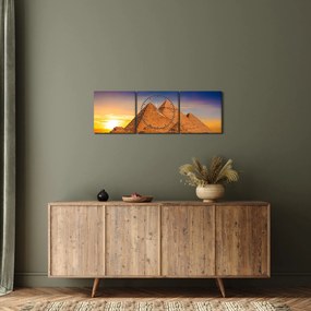 Obraz - Egyptské pyramídy (s hodinami) (90x30 cm)