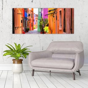 Obraz - Farebné domy v Burane, Benátky (120x50 cm)