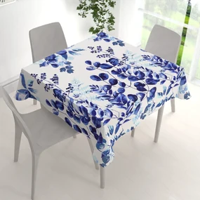 Biante Bavlnený štvorcový obrus Sandra SA-605 Modrý eukalyptus na bielom 70x70 cm