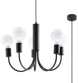 Luster Piccolo 5, čierne telo svietidla