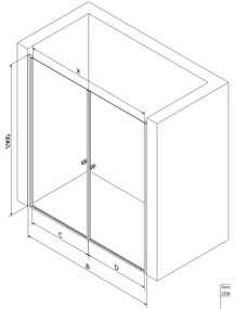 Mexen Pretoria Duo, 2-krídlové sprchové dvere do otvoru 160 cm, 6mm číre sklo, chrómový profil, 852-160-000-02-00