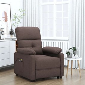 vidaXL Elektrické masážne kreslo tmavohnedé látka