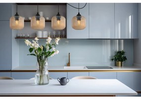 Závesné svietidlo Riffle Spider, 4x medové sklenené tienidlo