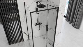 Rea Rapid Fold, sprchovací kút so skladacími dverami 100x100cm, číre sklo, čierny profil, KPL-09906