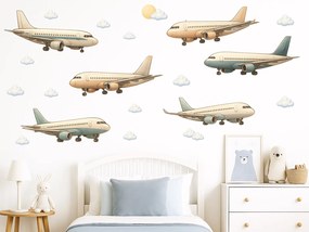Boeingy a Airbusy textilní prelepiteľné nálepky na stenu hárok 75 x 36 cm