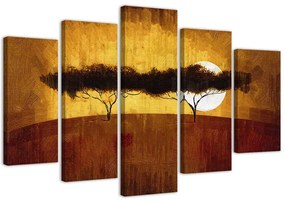Obraz na plátně pětidílný Afrika Krajina Stromy - 100x70 cm