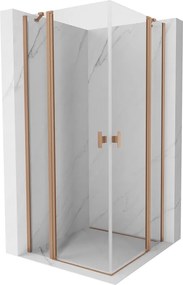 Mexen, Mexen Mist Duo výklopný sprchový kút 90 x 90 cm, transparentný, brúsená meď - 8A4-090-090-65-00