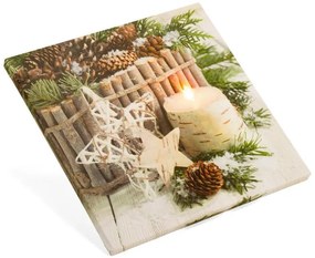 Nexos 86704 Nástenná maľba zimné zátišie, 1 LED, 30 x 30 cm