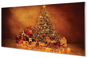 Sklenený obraz Vianočné osvetlenie dekorácie darčeky 100x50 cm
