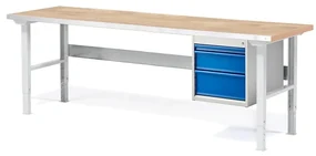 Dielenský stôl SOLID s 3 zásuvkami, nosnosť 750 kg, 2000x800 mm, dub