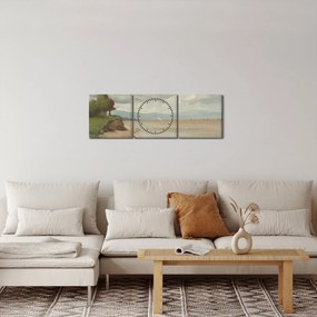 Obraz - Jean-Baptiste-Camille Corot, Beach Near Etretat, reprodukcia (s hodinami) (90x30 cm)