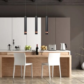 LED Luster na lanku TUBA 3xGU10/4,8W/230V čierna/medená