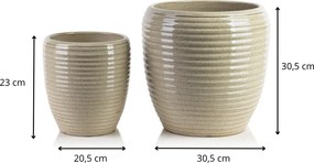 Sada 2 ks keramických květináčů NEVA XIV světle béžová