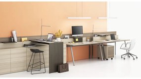 PLAN Výškovo nastaviteľný stôl SINGLE LAYERS, 160x80 cm, 2 motory, s prepážkami, dub prírodný/dub morený