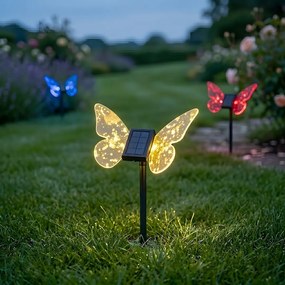 Exteriérové solárne zapichovacie svietidlo Butterfly, RGB