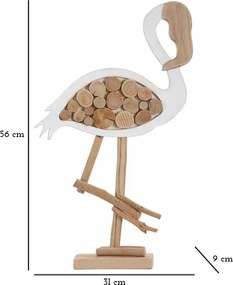 Drevená dekorácia Flamingo Nature 56 cm hnedá