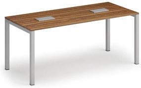 Rokovací stôl PRIMO SQUARE, 180x80 cm, orech + 2x stolová zásuvka TYP VI, strieborná