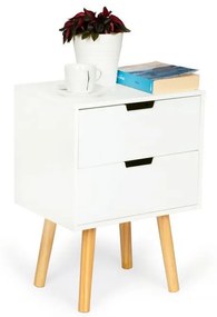 ModernHome Nočný stolík s 2 zásuvkami - biely, FH-NS190049 WHITE