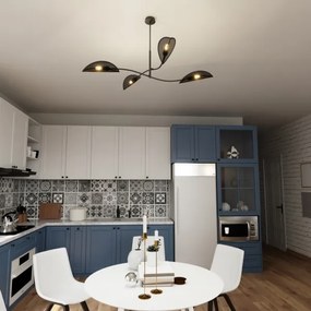 Luster na tyči LOTUS 4xE14/10W/230V čierna/zlatá