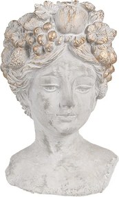 Vnitřní květináč žena 14x14x22 cm šedý kamenný květináč - 14*14*22 cm