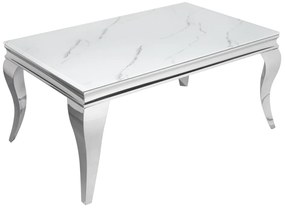 Dizajnový konferenčný stôl Rococo 100 cm strieborný - mramor