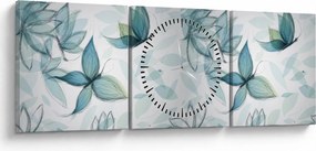 Obraz - Modré motýliky (s hodinami) (90x30 cm)