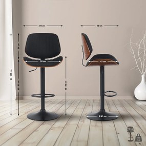 Barová stolička Clawson - látka, čierny rám - orech/čierna