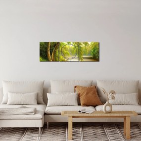 Obraz - Vŕba pri jazere, olejomaľba (s hodinami) (90x30 cm)