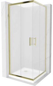 Mexen Rio štvorcová sprchová kabína 70 x 70 cm, inovať, zlatá + závesný bidet Flat, biela- 860-070-070-50-30-4010G
