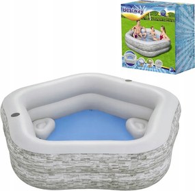 Bazén so sedadlami 213/206/53 cm Sivý Bestway 54423