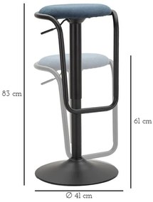 Čalúnená barová stolička s nastaviteľnou výškou v petrolejovej farbe/čierna (výška sedadla 61 cm) Destiny – Mauro Ferretti