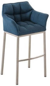 Barová stolička Damas E4 ~ látka, nerezový rám - Modrá
