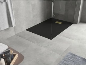 Mexen Hugo, obdĺžniková sprchová vanička SMC 120 x 90 cm, čierna, zlatá krytka, 42709012-G