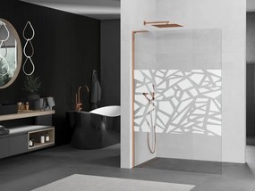 Mexen Kioto L, sprchová zástena Walk-In 100 x 200 cm, 8mm číre sklo biely vzor, ružové zlato profil, 800-100-103-60-85