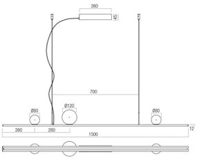 Redo 01-4302 - Stmievateľný LED luster na lanku DUNE LED/48W/230V čierna/dymová