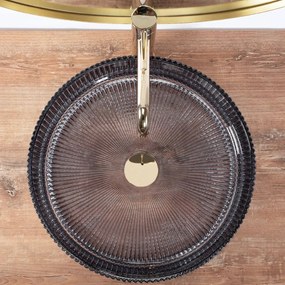 Rea Ingrid, sklenené umývadlo na dosku 40x40x13 cm, šedá, REA-U0279