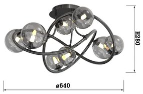 Wofi 9014-805 - LED Prisadený luster NANCY 8xG9/3,5W/230V čierna/chróm