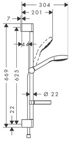 Hansgrohe Croma Select S, sprchová sada Vario so sprchovou tyčou 65 cm a miskou na mydlo, biela/chrómová, HAN-26566400