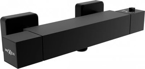 Mexen Cube, termostatická sprchová batéria so spodným 1/2" pripojením sprchy, čierna matná, 77200-70