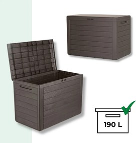 Úložný box WOODEBOX - 190L, 78x44x55cm, tmavo hnedá Prosperplast