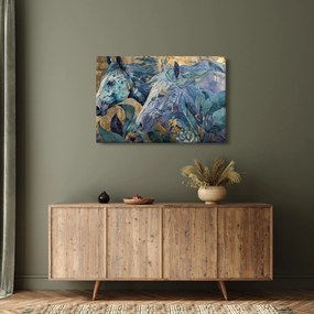 Obraz - Kone so zlatým pozadím (90x60 cm)