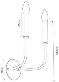 Nástenná lampa AKASYA 2xE14/15W/230V čierna/zlatá