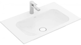 VILLEROY &amp; BOCH Finion umývadlo na skrinku s otvorom, so skrytým prepadom, 800 x 500 mm, Stone White, s povrchom CeramicPlus, 416484RW