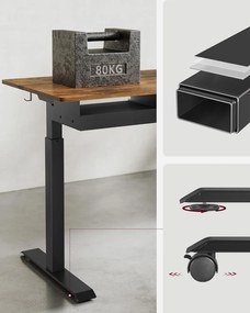 Výškově nastavitelný elektrický pracovní stůl Vasagle Pomeras hnědý/černý