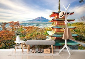 Fototapeta výhľad na Chureito Pagoda a horu Fuji - 150x100