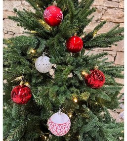 DECOLED Plastové ozdoby, 6 cm, 50 ks, červené a biele