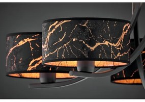 Jupiter 2107- Luster na reťazi ARTHUR 5xE27/15W/230V čierna/oranžová/mramorový dekor