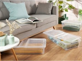 2. akosť - Úložný box s vekom a kolieskami pod posteľ, KEEEPER CLIPBOX LEO 33L, 77 x 38 x 16 cm